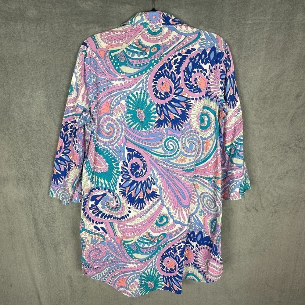 Miraclesuit X Talbots Shirt Dress Coverup Womens Medium Purple Tropical Resort - Picture 8 of 14